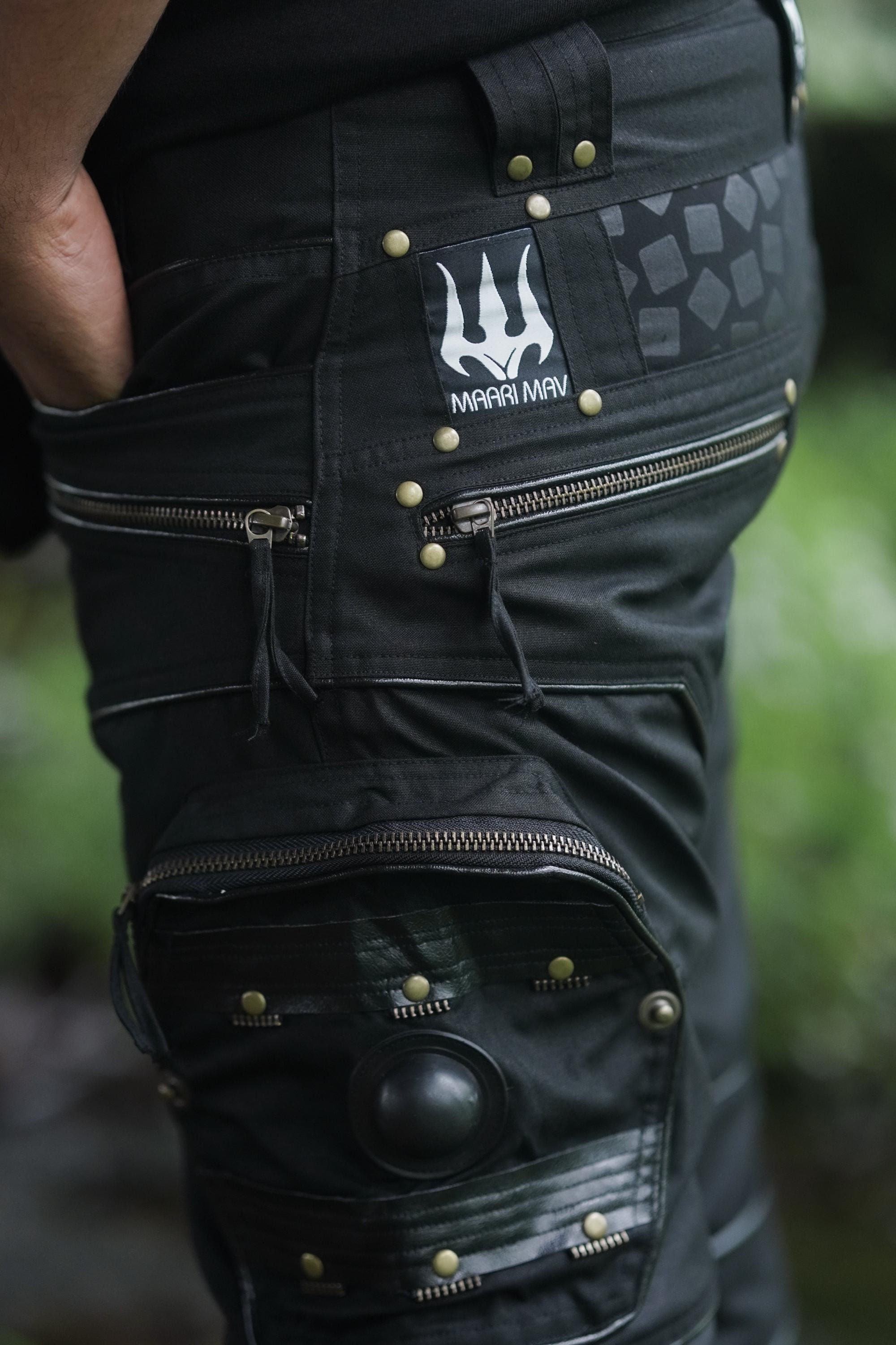 Men's Black Cotton Twill Cargo Trousers — view 6