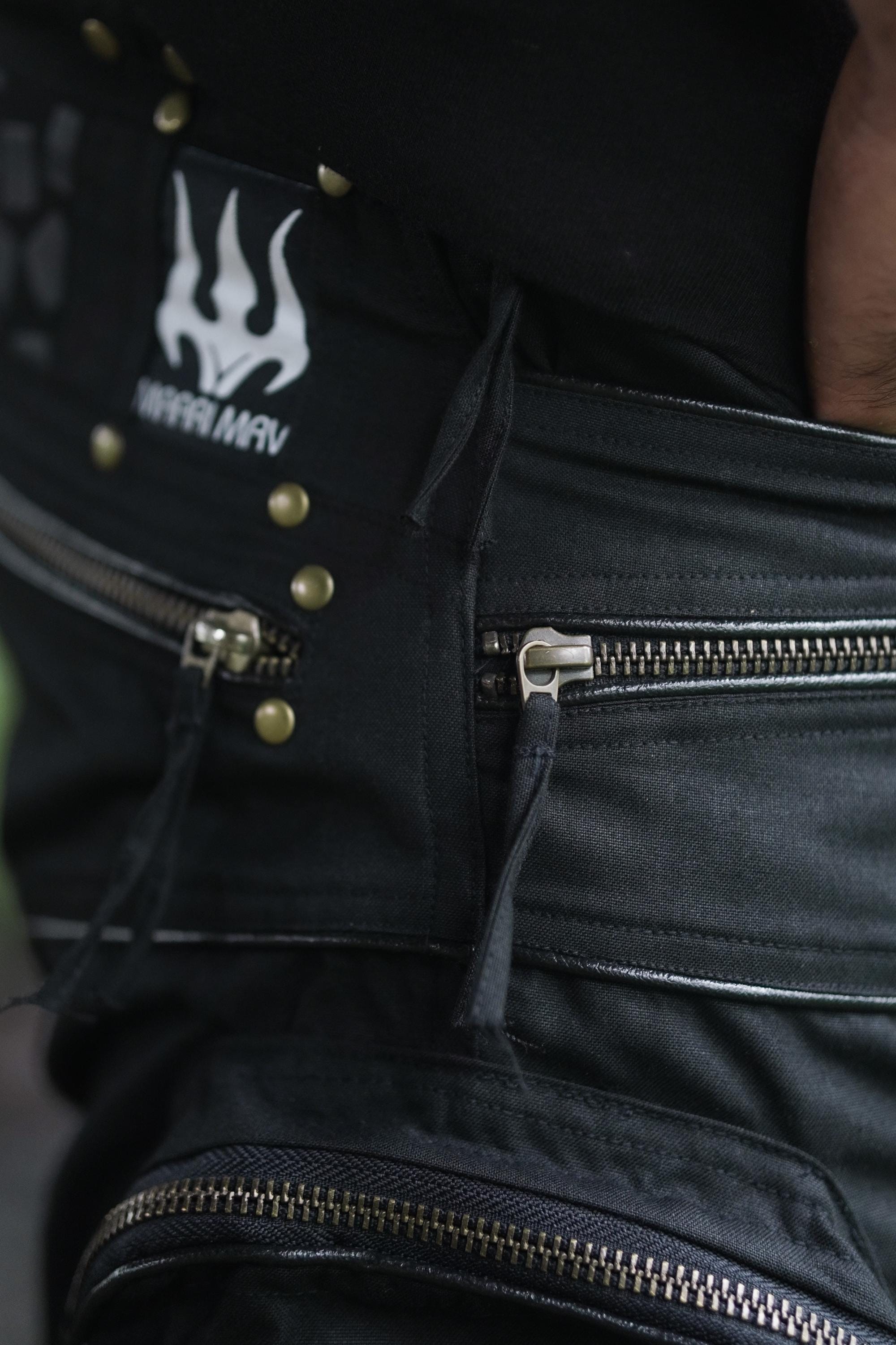 Men's Black Cotton Twill Cargo Trousers — view 8