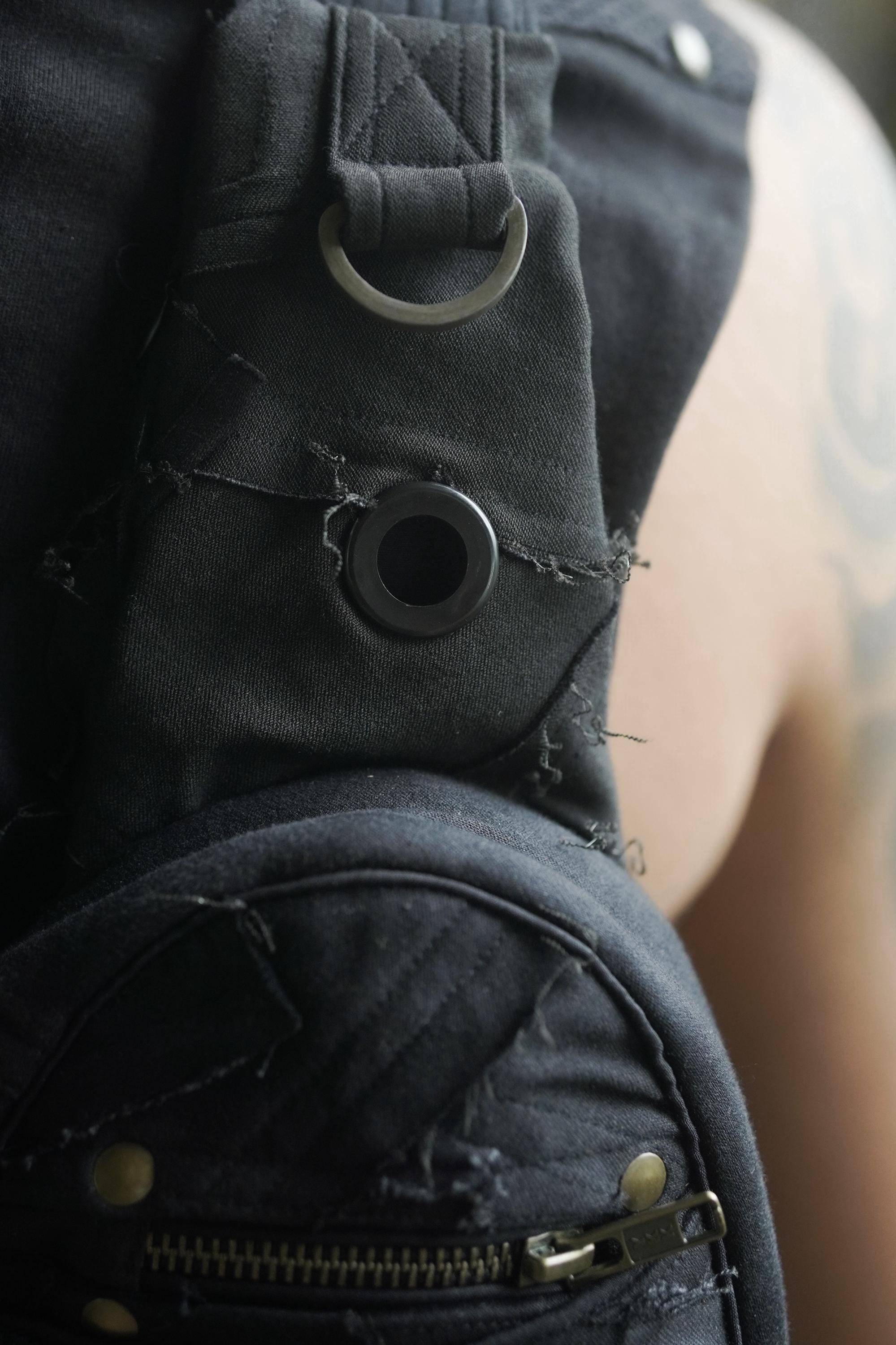 Black Patchwork Cotton Twill Sling Bag — view 5