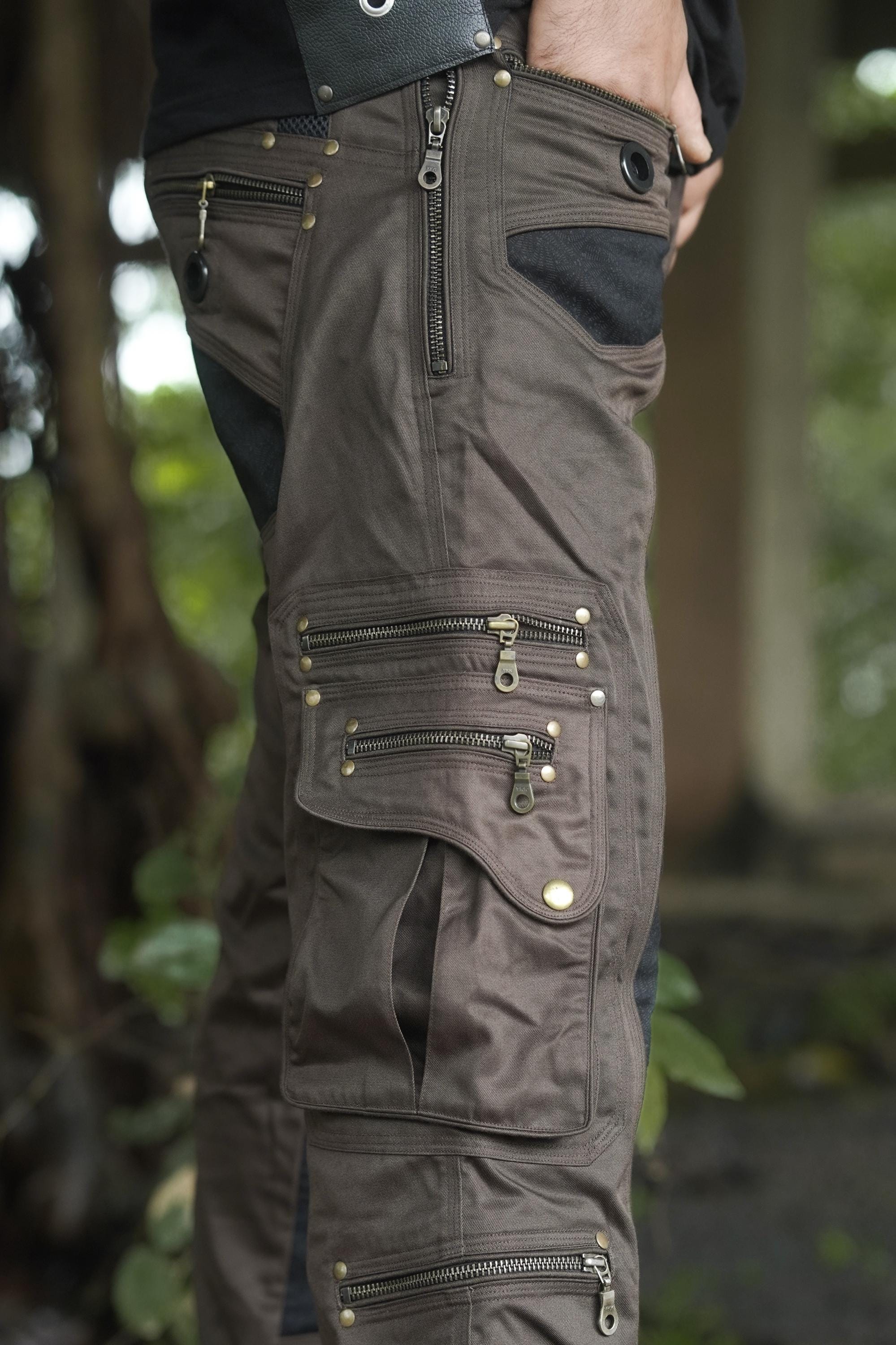Men's Brown Organic Cotton Twill Cargo Trouser — view 3