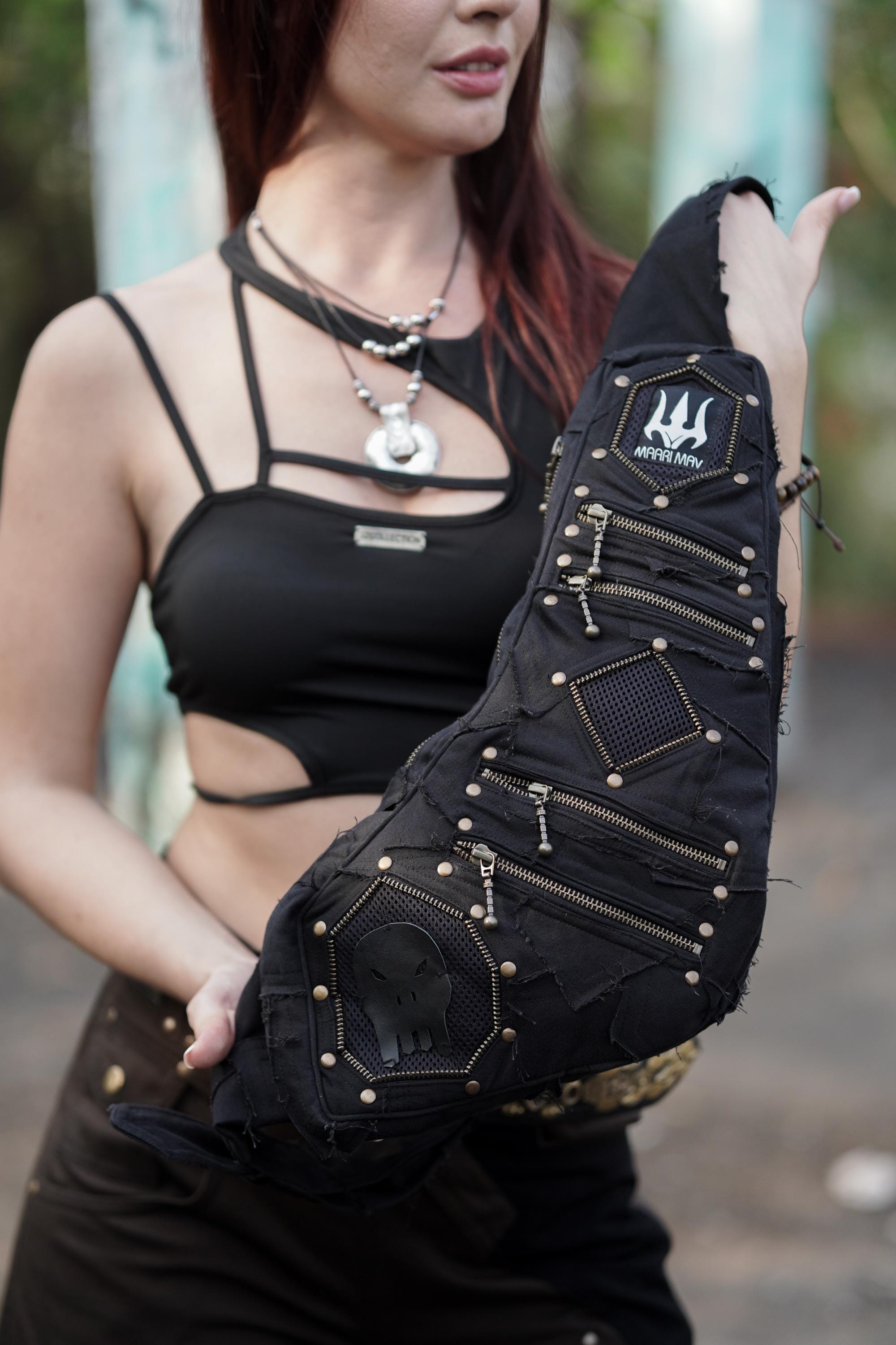 Dark Edition Handmade Unisex Black Sling Bag — view 6