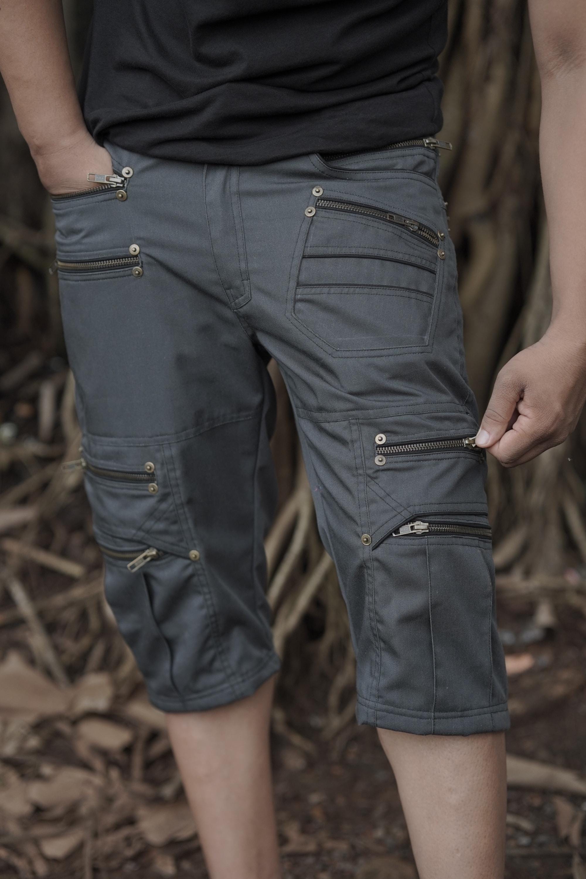 Grey Cotton Twill 3/4 Pants — view 8