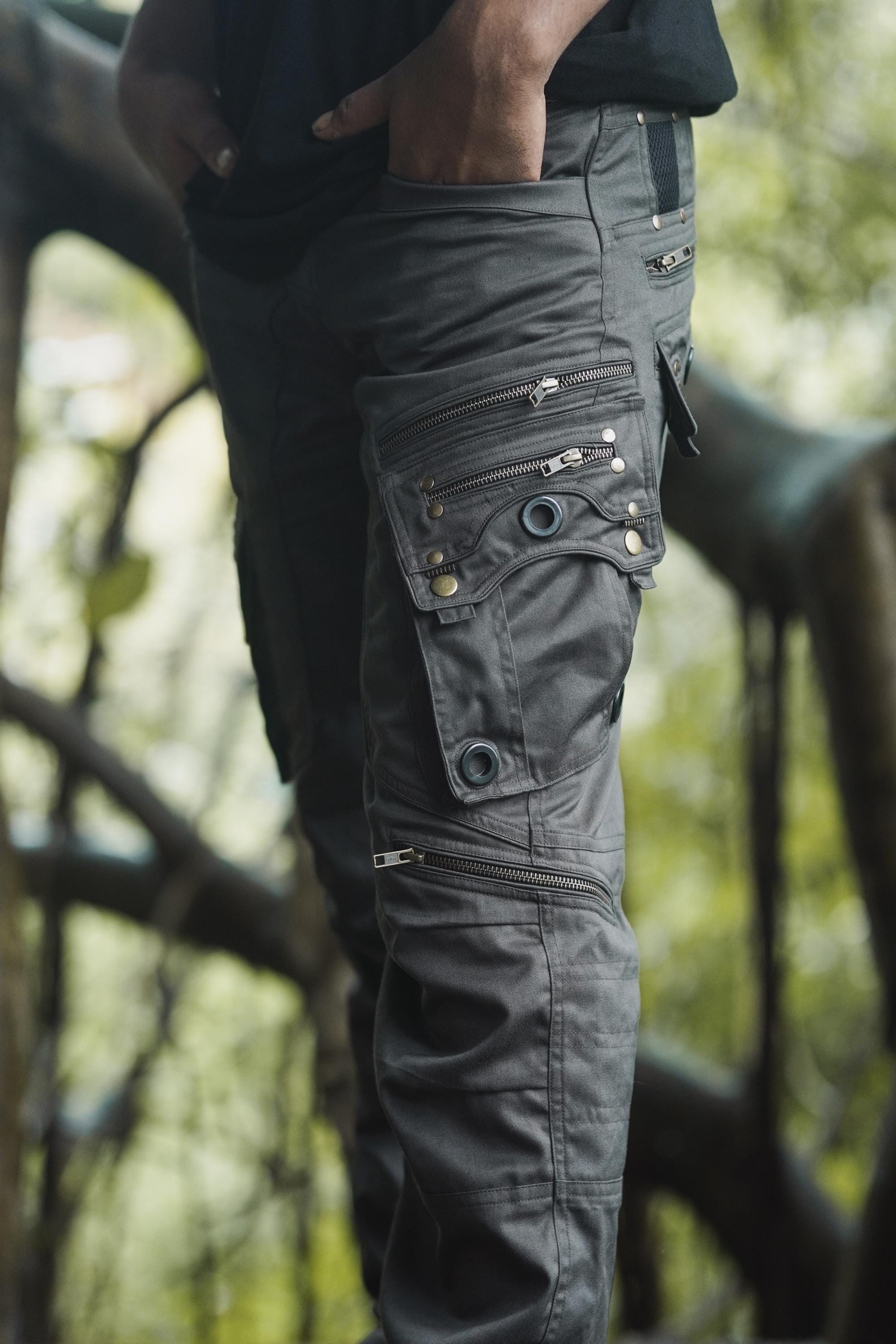 Men's Grey Twill Tactical Cargo Pants — view 4