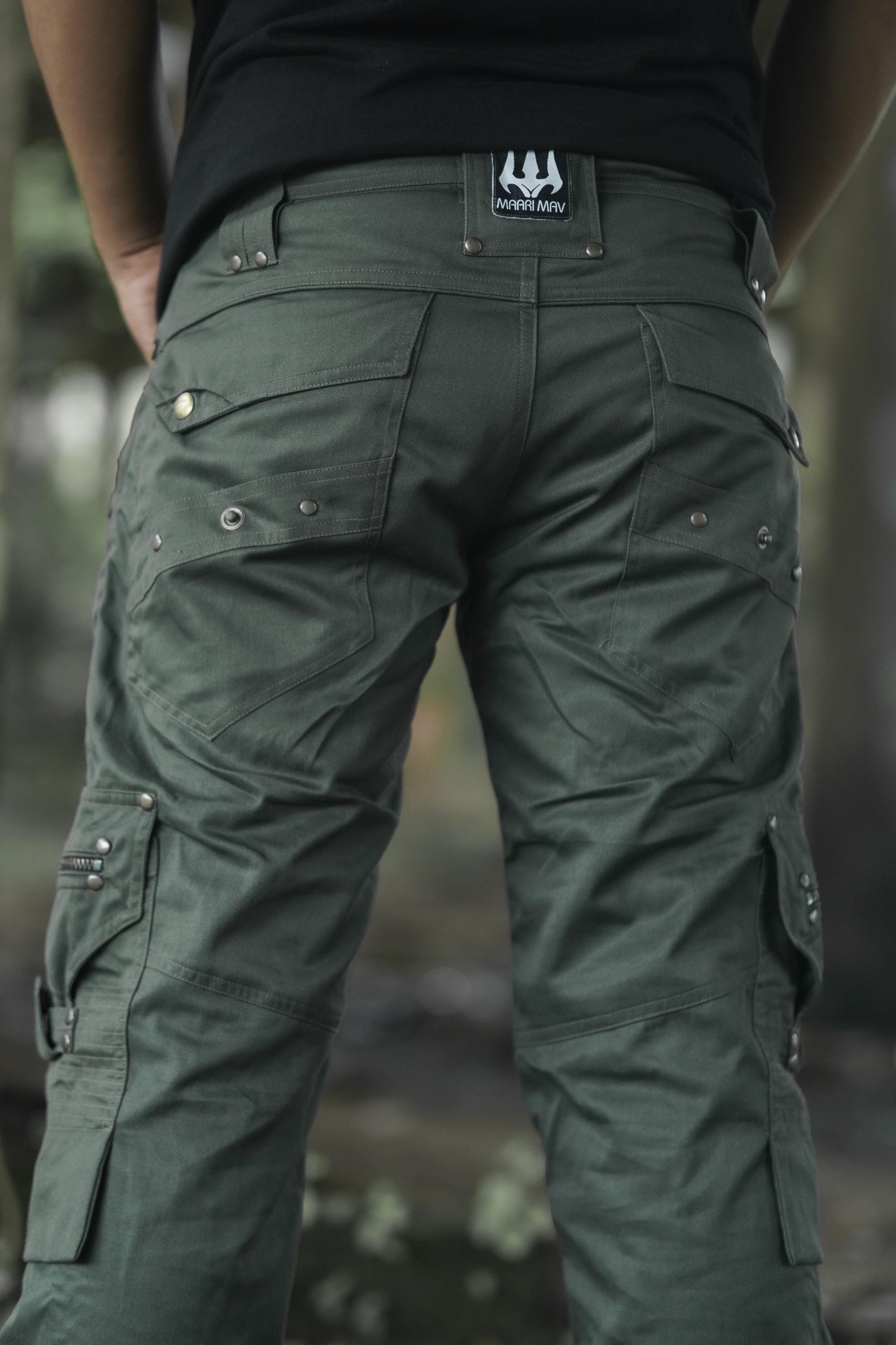 Olive Green Cotton Twill Cargo Pants, Hiking T — view 4