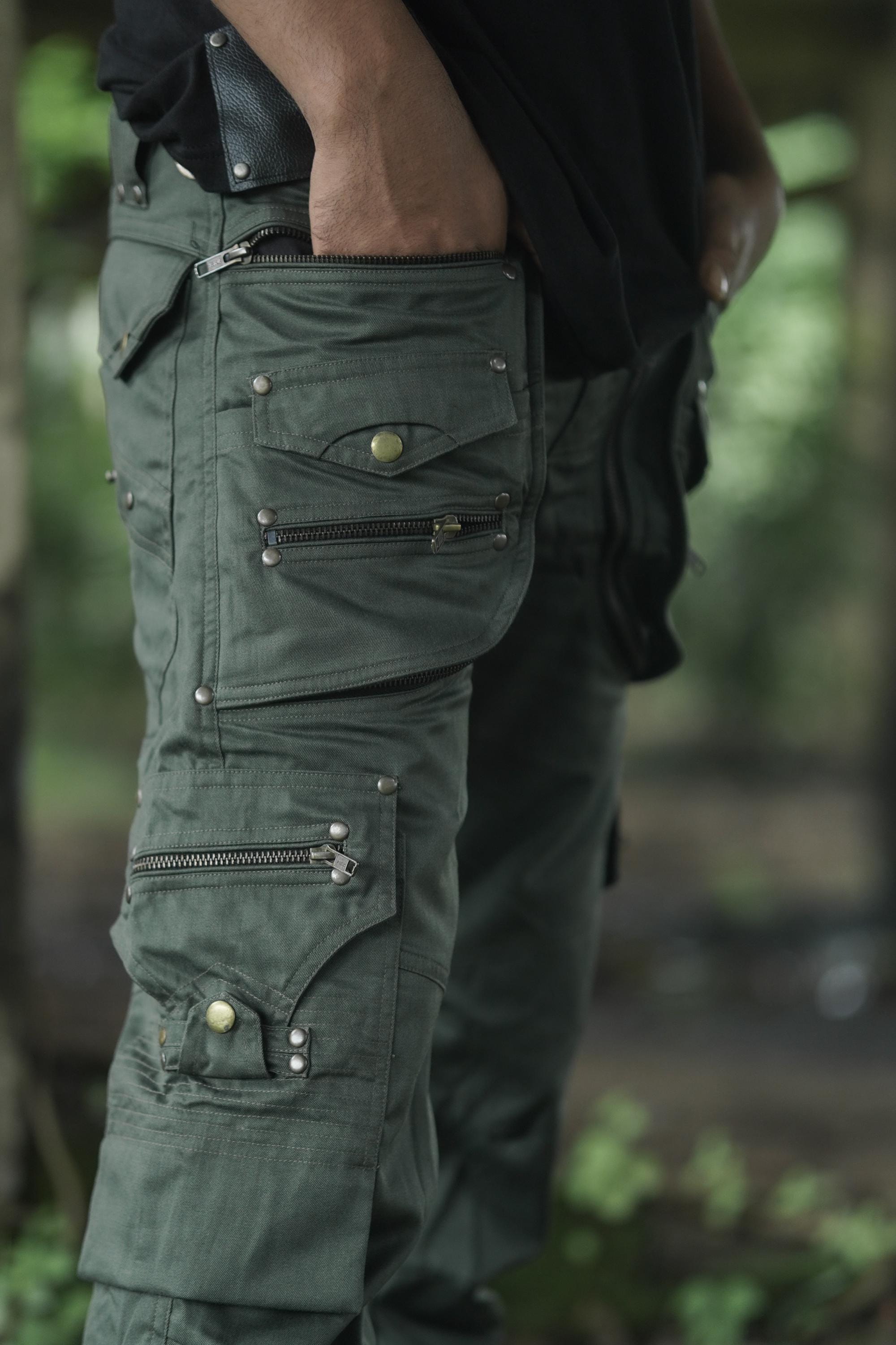 Olive Green Cotton Twill Cargo Pants, Hiking T — view 6